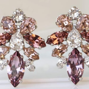 MORGANITE EARRINGS,  Rose Gold  Earrings, Antique Pink Bridesmaid Jewelry, Wedding Jewelry, Crystal Earrings, Blush Bridal Earrings