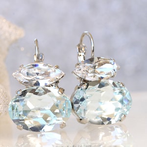 AQUAMARINE CRYSTAL EARRINGS,  Earrings, Light Blue Bridal Earrings, Pastel Bridesmaid Earrings, Wedding Simple Earrings,Gift Ideas