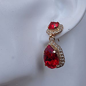 Ruby Red Earrings, Chandelier Earrings, Beautiful Earrings, Bridesmaid Red Earrings, Bridal Ruby Crystals Earrings, Chandelier Earrings. image 2