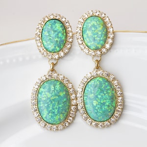 GREEN OPAL EARRINGS, Fire Opal Earrings, Gemstone Earrings, Opal And , Light Green Woman Earrings, Chandeliers, Bridal Earrings,