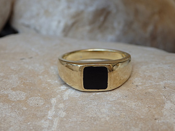 Square Onyx Signet Ring Goldfilled Ring Women Signet Ring Etsy