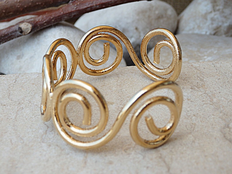 Gold Plated Open Bracelet Gold Spiral Bracelet Wire Open Etsy