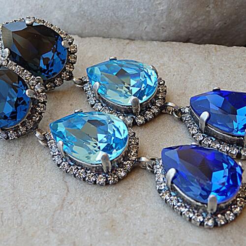 Blue Earrings. Tear Chandelier Earrings Sapphire Earrings Etsy