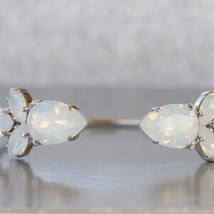 Opal crystal Bracelet, bridesmaid jewelry gifts,  Bracelet, Bride white opal Bracelet, Bridal jewelry,Wedding Cuff Bracelet Earring