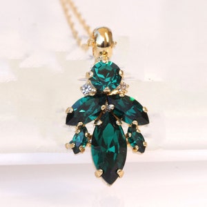 EMERALD NECKLACE, Emerald Green Necklace, Bridal Dark Green  Necklace ,Wedding Art Deco Jewelry Set,Bridesmaids Minimalist Necklace