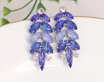 COBALT BLUE EARRINGS, Lapis Clusters, Royal Blue Earrings,  Earrings, Bridal Vintage Earrings, Bohemian Earrings, Sapphire Wedding