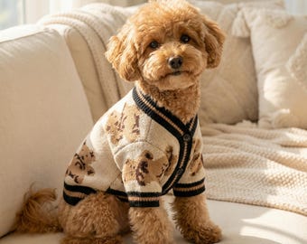 Suéter elegante a rayas para perro/abrigo cálido para cachorros para otoño/invierno, atuendo para mascotas pequeñas