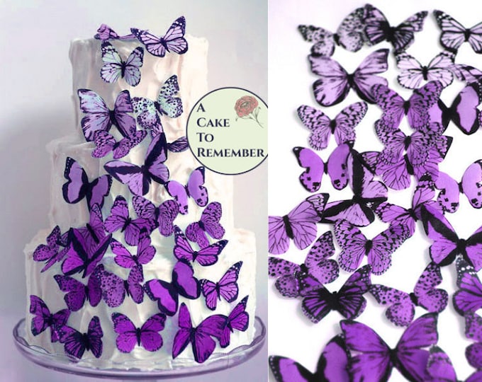 24 DAMASK Print Design Butterflies Edible Decorations Cup Cake Toppers