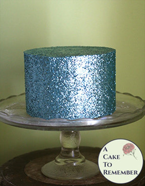 Blue Glitter Cake Faux Cake Boy Baby Shower Decoration 6 Across