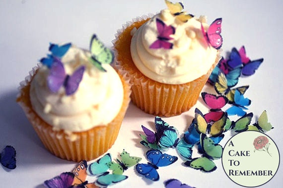 24 small 1/2"- 3/4" rainbow edible butterflies for baby showers, smash cake topper, fairy party decor, cake or cupcake toppers and cake pops Il_570xn