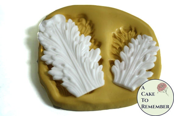 Rounded acanthus leaf scroll mold set for cake decorating, polymer clay. Cake supplies and cake silicone molds for DIY wedding cakes. M5042 Il_570xn