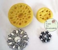 Silicone brooch mold set for cake decorating, cupcake toppers, polymer clay jewel mold, isomalt, chocolate, resin or pmc silicone mold M1003