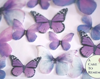 Ships fast   26 purple spring wedding cake decorations for a woodland wedding cake or a butterfly cake topper. Edible butterflies