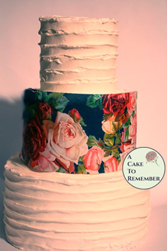 Three full sheets edible wafer paper with large roses. 8" x 10.5". Edible paper for cake and cookie decorating. Wedding cake decorations Il_570xn