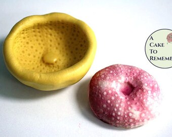Silicone sea urchin mold for cake decorating, seashell mold for mermaid cakes. Flexible push mold for soap, candle wax or polymer clay.