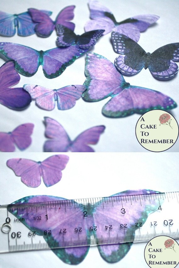 12 Large Violet Purple Edible Butterflies Set For Cake Decorating