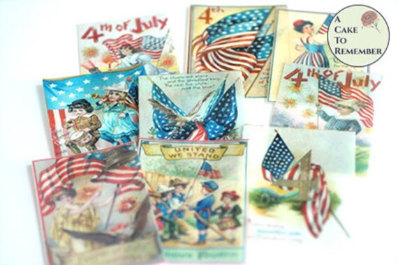 12 Vintage Fourth Of July Edible Wafer Paper Images 2 5 X 3 5
