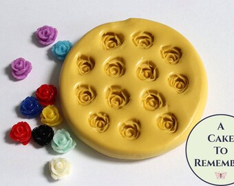 Roses silicone mini flower mold, 1/8" wide tiny rosebuds. Silicone rose mold for cakes, resin and flower mold polymer clay earrings M0020