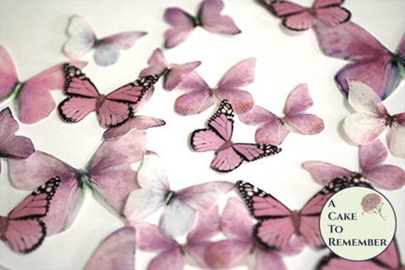26 soft pink edible butterflies. First birthday party ideas, rustic wedding cakes set, baby shower decor. Butterfly wedding decoration Il_570xn