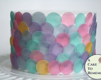 Mermaid beach party decorations, 160  1" wafer paper dots. For under the sea parties to make fish scales and mermaid cake decorations