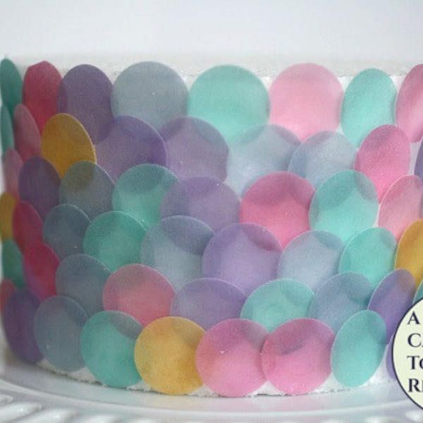 Mermaid beach party decorations, 160  1" wafer paper dots. For under the sea parties to make fish scales and mermaid cake decorations