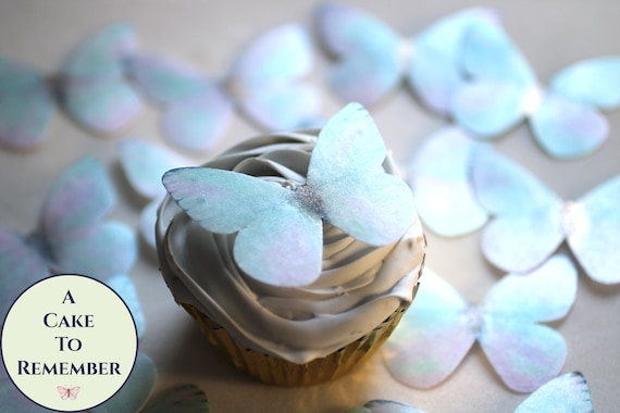 Mariposas comestibles pequeñas hechas a mano en los Estados Unidos para  tartas y cupcakes, decoración (azul)