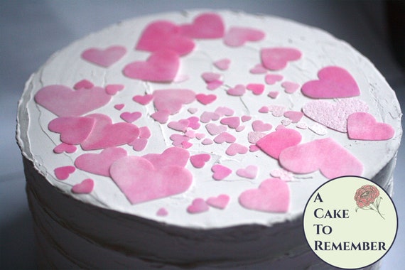 150 wafer paper hearts cake confetti, assorted sizes. Edible hearts for wedding cakes, Valentines Day cupcake toppers, and cake pops. Il_570xn