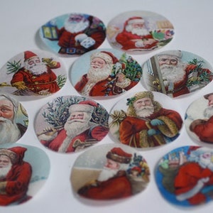 12 vintage Santa Claus Christmas cookies decorations, edible wafer paper pictures for cookies or cupcake toppers, cookie decorating.