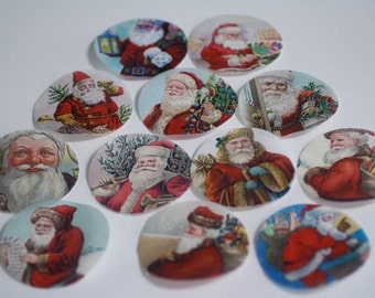 12 vintage Santa Claus Christmas cookies decorations, edible wafer paper pictures for cookies or cupcake toppers, cookie decorating.