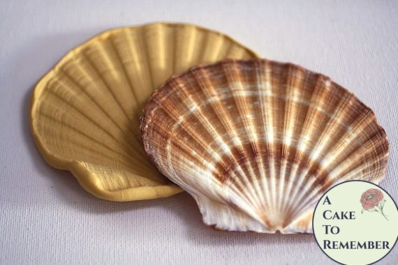 Large flat shell mold for cake decorating, fondant, polymer clay, paper clay, gumpaste, beach cakes, mermaid cakes M5060 Il_570xn