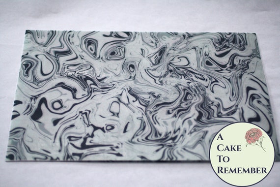 3 full sheets black, white and grey marbled printed wafer paper for cake decorating or cupcake decorating. 8" x 10.5" edible paper prints Il_570xn