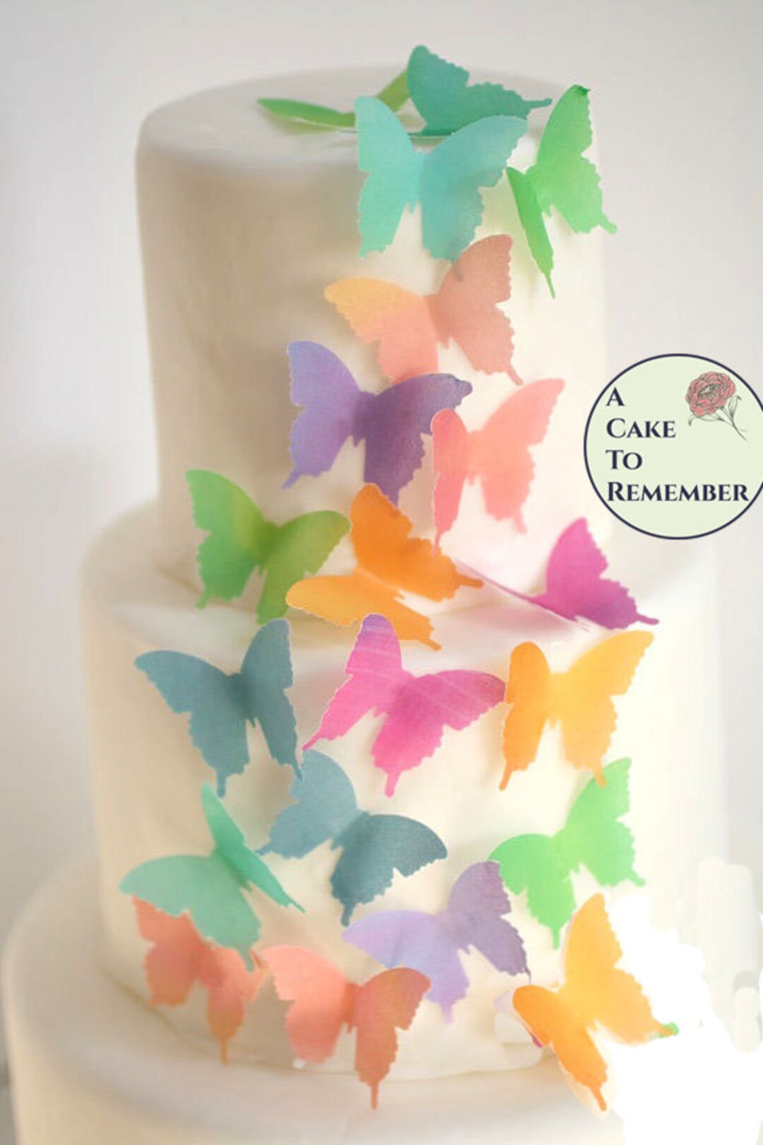 28 adornos comestibles para pasteles o cupcakes de mariposas arcoíris. Mariposas  de papel de oblea de 1.5. Decoración de cumpleaños de jardín encantado. -   México
