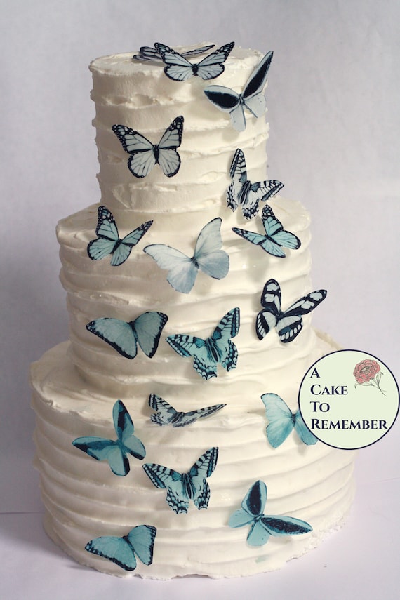 Se envía rápido Mariposas comestibles de decoración para pastel de color  azul helado pálido, juego de 20 mariposas de papel de oblea. Decoración de  cumpleaños de tartas de mariposas. -  México