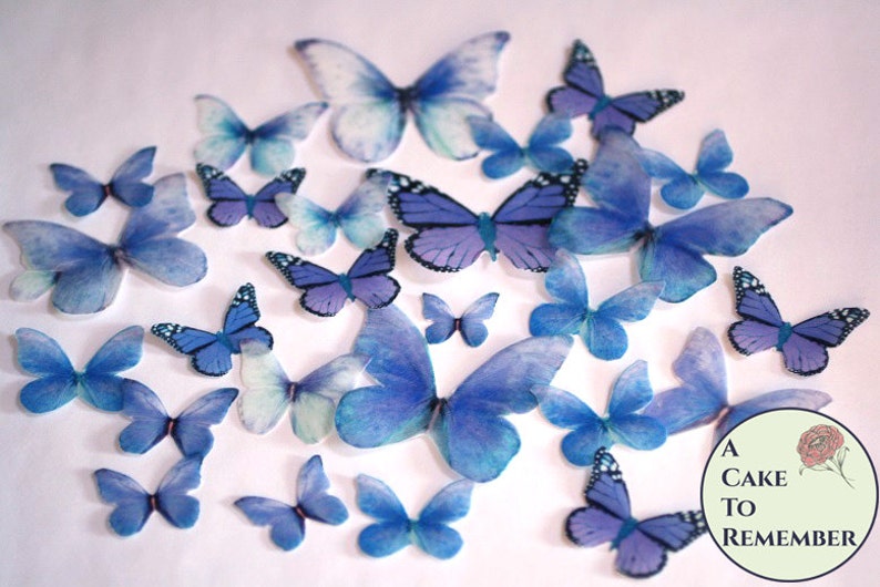 26 blue edible butterflies cake toppers for a boy baby shower Etsy