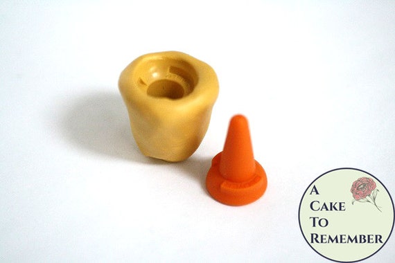 Safety cone silicone mold for cupcake toppers. Orange traffic cone mold for construction themed birthday cakes. M5107 Il_570xn