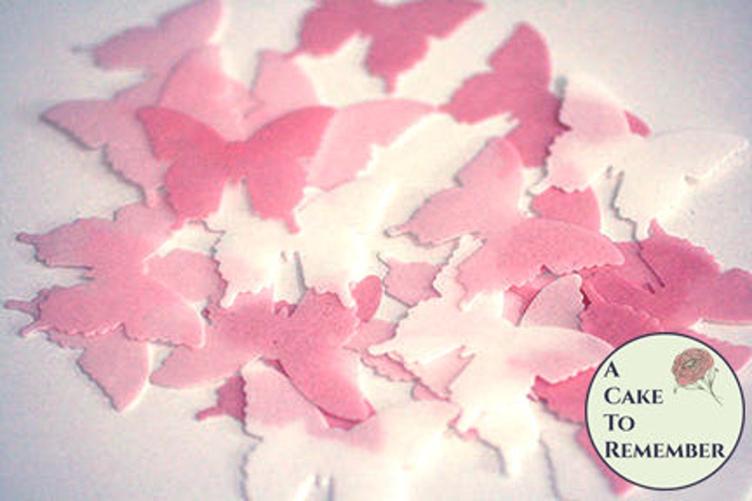 24 mariposas de papel de oblea rosa topper de pastel de cumpleaños, toppers  de cupcake de mariposa comestible ombre rosa y decoración de pasteles -   México