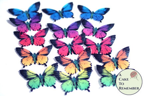 15 Large 2 Rainbow Edible Butterflies Set For Cake Decorating