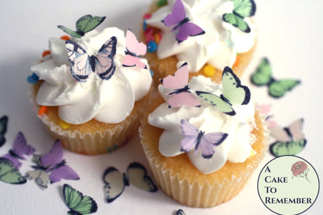 Mariposas comestibles Ombre Monarchs hechas en los Estados Unidos de  primera calidad, adornos para pasteles y cupcakes, decoración (morado)