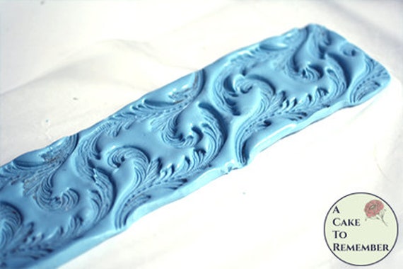 Vintage flourish pattern soap texture impression mat for embossing soapmaking or fondant border for cake decorating. Three size options Il_570xn