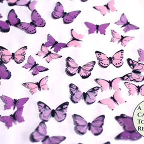 48 Edible Lilac Pre Cut Butterflies Wafer Paper Cupcake Toppers 2 designs 