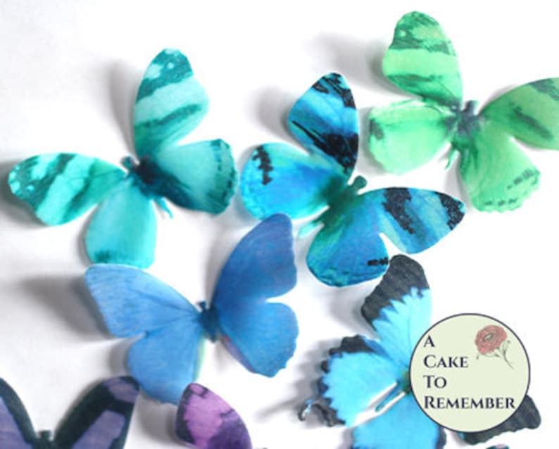 16 cake butterflies 2 wide wafer paper rainbow color butterflies set for wedding or birthday cakes edible butterfly cupcake toppers