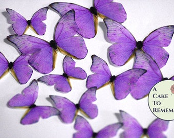 Ships fast   Purple edible butterflies, 12 wafer paper butterflies for wedding cake toppers. Butterflies for cake and cupcake decorating.