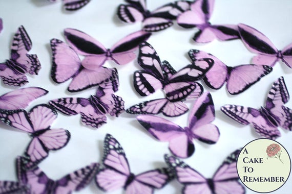 20 pink edible butterflies set, wafer paper, 2" wide, for cupcake toppers, girl's baby shower cake or birthday ideas, woodland theme wedding Il_570xn