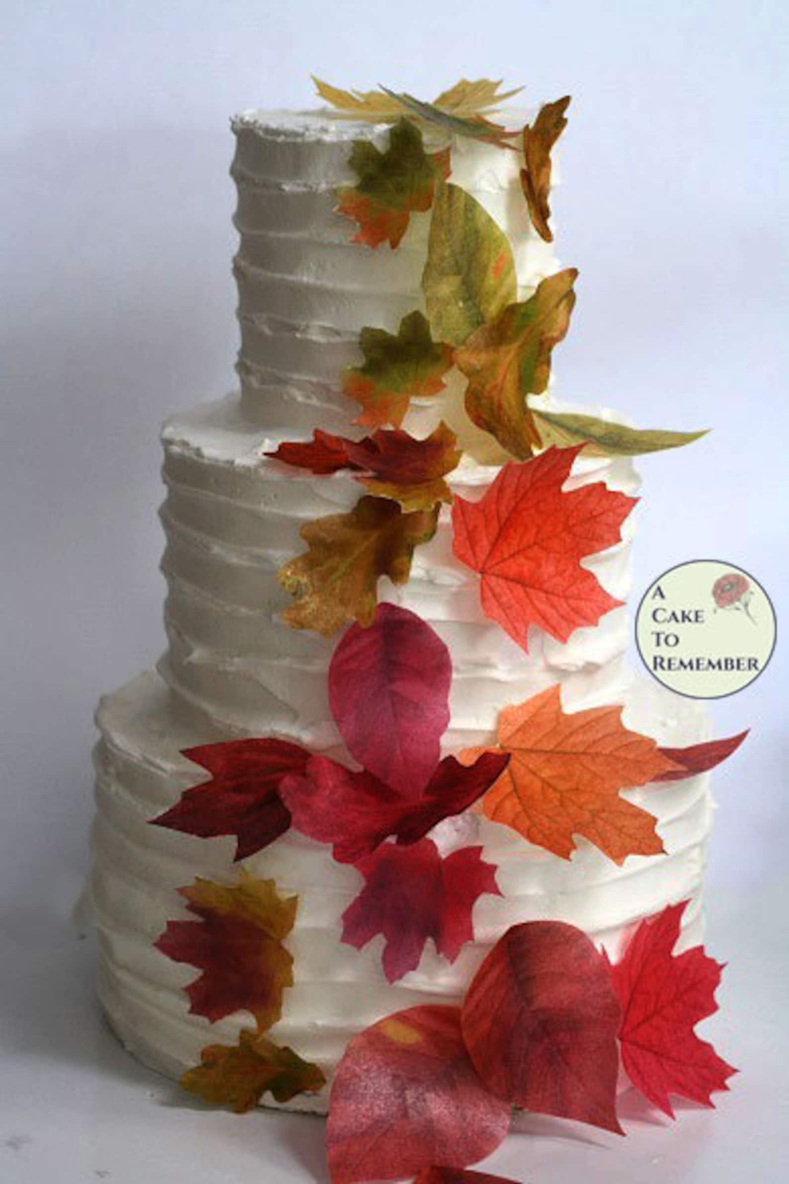 15 edible decoration fall wedding cake topper leaves color on Etsy