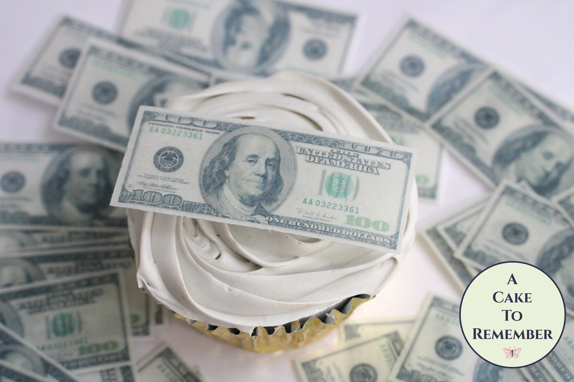 Imagen de dinero falso comestible de 20 dólares sin cortar en papel de  oblea para decoración de pasteles, cupcakes y galletas