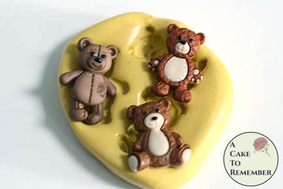 Teddy bear mold for cake decorating, 1" tiny cupcake toppers. Silicone mold for crafts, polymer clay, resin, utee, baby shower cakes M5208 Il_570xn