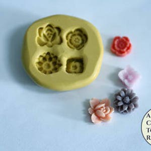 Tiny Silicone Mini Flower Mold, About 1/4 Wide Each. Clay Molds