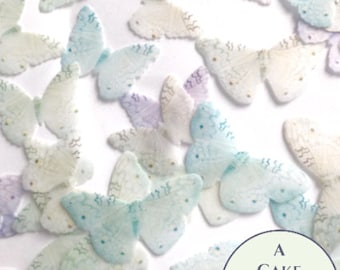 48 small mini pastel colors edible butterflies for princess parties, 3/4" -1.25" sized cake or cupcake topper, for cake pops or smash cakes