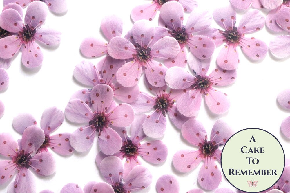 70pcs 0.9 Edible Wafer Paper Pink Cherry Blossom Flowers Cupcake & Cake  Toppers,Lollipop Decoration