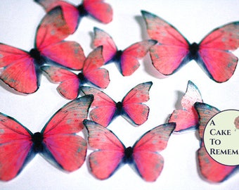 Ships fast   Red edible butterflies, 12 wafer paper butterflies set for wedding cake toppers. Butterflies for . and cupcake decorating.